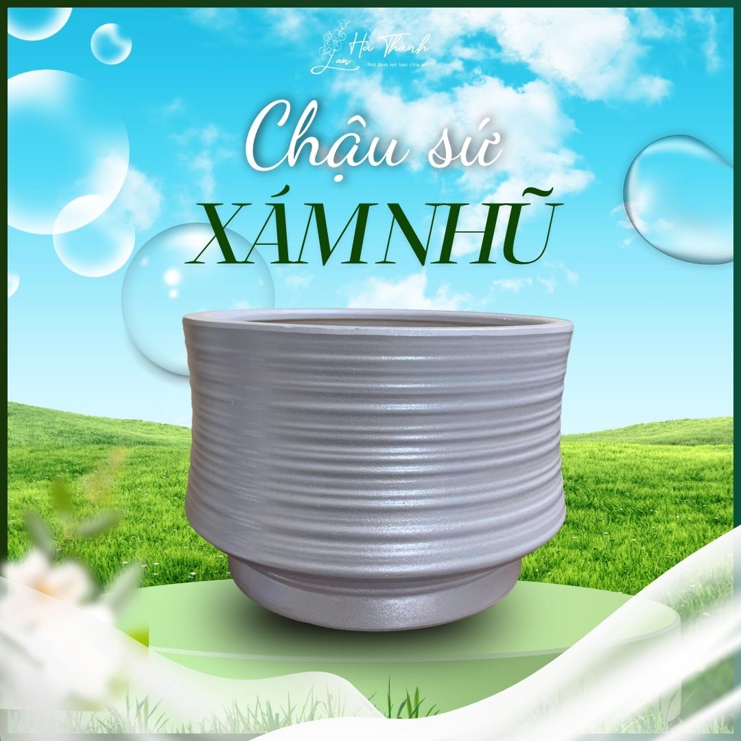 Chậu Sứ Xám Nhũ&nbsp;
